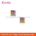 fashion jewelry gold plated alloy colorful square shape stud earring